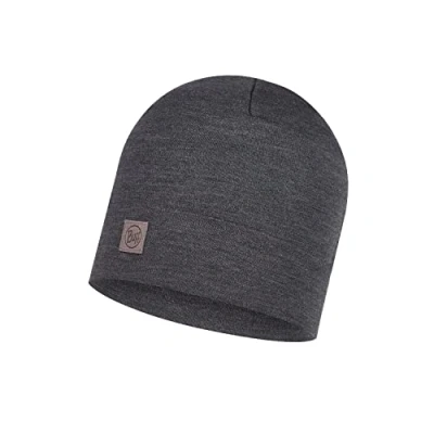 Image of Buff Unisex Beanie Heavyweight Slouchy Merino Wool Hat, Solid Grey