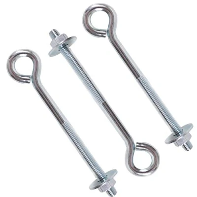 Image of 10x M6 Eye Bolts &amp; Nuts Washers 100mm Strong Wire/Chain Link Fence Support