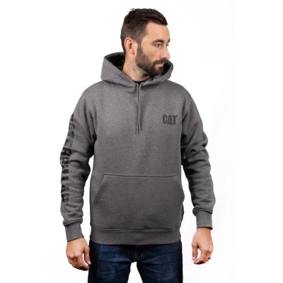 Image of Caterpillar Men&#039;s Trademark Banner Hooded Sweatshirt, Dark Heather Grey, 4XL