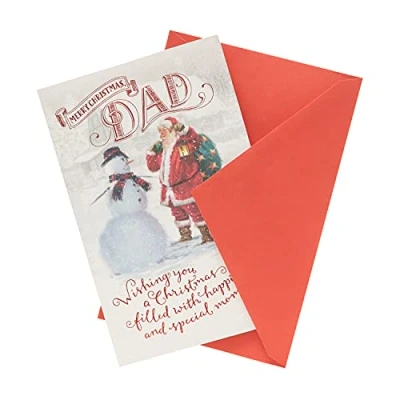Image of Dad Christmas Card for Santa and Snowman with Nice Words Gifts Gift Him