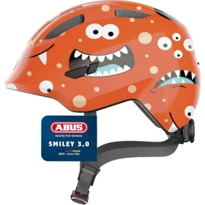 Image of ABUS Smiley 3.0 children&#039;s helmet bike with a low fit, child friendly designs &amp; space for pigtail girls and boys