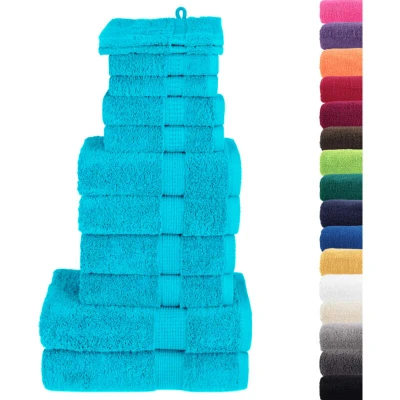Image of vidaXL 12 Piece Premium Towel Set SOLUND Turquoise 600 gsm