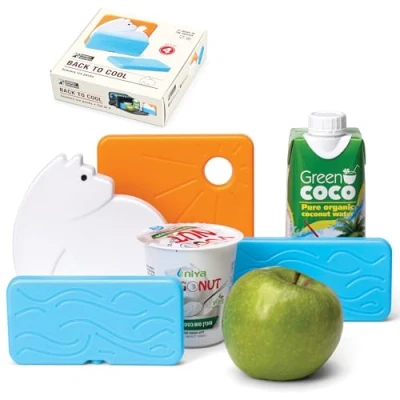 Image of Monkey Business Back to Cool Ice Pack Set, 4 Reusable Packs for Lunch Boxes and Cooler Bags, Colorful Camping Refillable Food (Polar Bear Set)