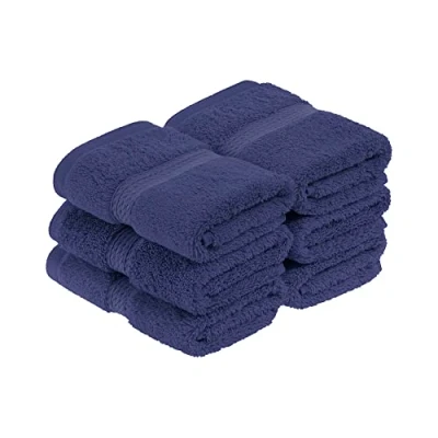 Image of Superior Egyptian Cotton Pile Face Towel/Washcloth Set of 6, Ultra Soft Luxury Towels, Thick Plush Essentials, Absorbent Heavyweight, Guest Bath, Hotel, Spa, Home Bathroom, Shower Basics, Navy Blue