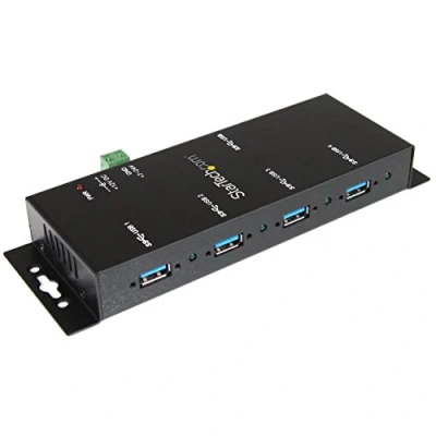 Image of StarTech.com 4 Port USB 3.0 Hub Metal Industrial A Wall or Desk Mountable Data TAA Compliant Expander (ST4300USBM)