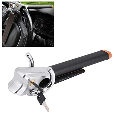 Image of Car Steering Wheel Lock, Folding Anti Theft High Security Device 3 Direction Airbag Lock with Keys Suitable Hook Crook for Van Truck