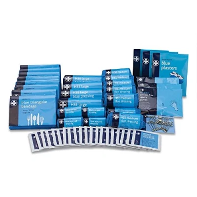 Image of Reliance Medical First Aid Refill Kit Large Catering, for High &amp; Low Risk Environments, Ideal Workplace, Home, Travel, Holiday, Includes Dressing Pads, Bandages, Emercengy Essentials, Blue