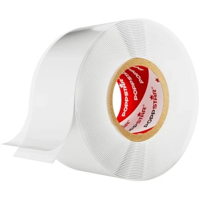 Image of POPPSTAR 1x 3m Self Fusing Silicone Band, Tape, Repair Electrical Tape and Sealing Strip (water tight, air tight), 25mm wide, white
