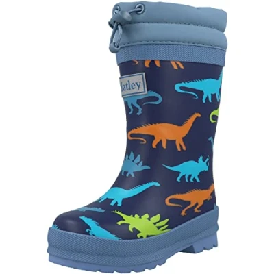 Image of Hatley Sherpa Lined Printed Wellington Rain Boots, Dino Silhouettes, 4 UK Child