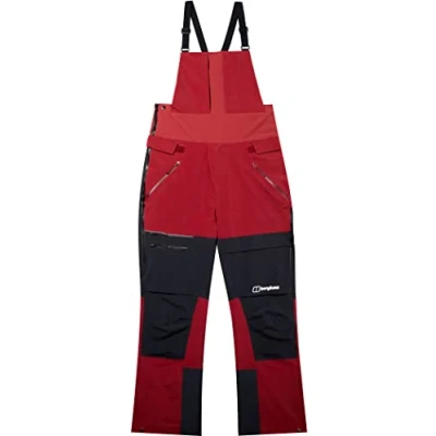 Image of berghaus M Mountain Arete Descend GTX Bib Pants Colourblock Red, Men&#039;s Gore Tex Trousers, Size Colour Syrah J
