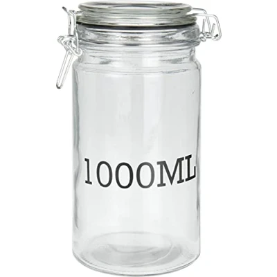 Image of Muddy Hands 1000ml Glass Storage Jar with Lid Clip Top Airtight Kitchen Food Fermenting Preserving Container