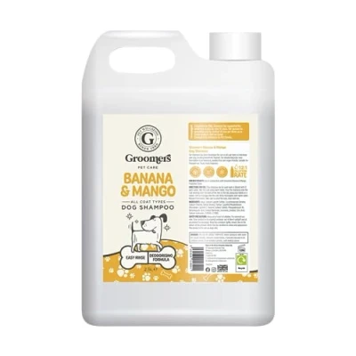 Image of Groomers Banana &amp; Mango Dog shampoo Grooming products for smelly dogs with scent best puppy adult Vegan pet professional 2.5L