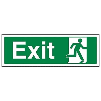 Image of V Safety 21009AX R Final Exit Man Right Sign Landscape 300mm x 100mm 1mm Rigid Plastic, Green