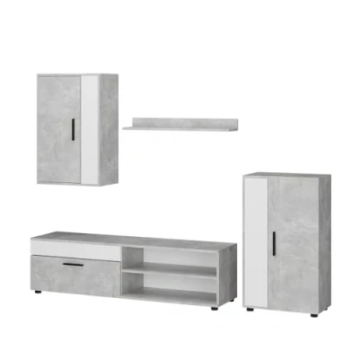 Image of Vicco Wall unit Berno, Concrete/White, Set of 4