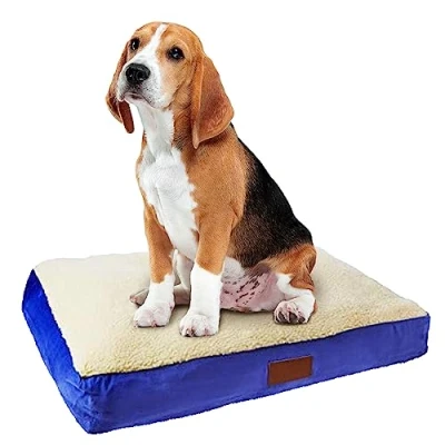 Image of Ellie Bo Medium Dog Bed for 30 inch Cage/Crate Blue Faux Suede/Sheepskin