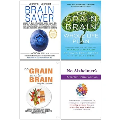 Image of Medical Medium Brain Saver [Hardcover], The Grain Whole Life Plan, No Smarter Body Diet Cookbook, Alzheimer&#039;s Keto Solution 4 Books Collection Set
