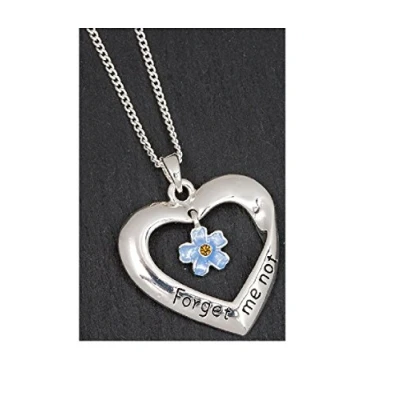 Image of equilibrium Jewellery Silver Plated Forget Me Not Heart Necklace Gift Boxed