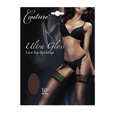 Image of Couture Women Ultra Gloss Lace Top Stockings M natural