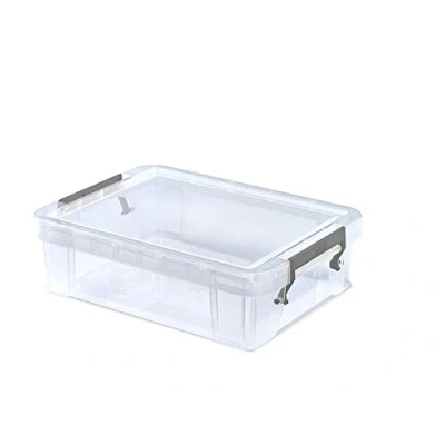 Image of Whitefurze Allstore Container with Silver Clamp, Plastic, Natural, 2.3 Litre