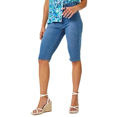 Image of Roman Womens Stretch Knee Length Pedal Pusher Blue Size 16 UK