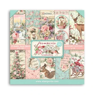 Image of Stamperia Pink Christmas Pad, 12 x inches