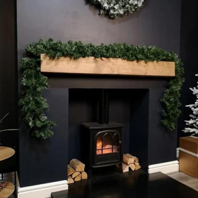 Image of 9ft (2.7m) Plain Green Colorado Artificial christmas Garland garlands for home Decoration Xmas Staircase, Fireplaces and Wedding Decor