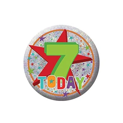 Image of amscan 9900827 Badge Sml HoloG Happy 7th BD