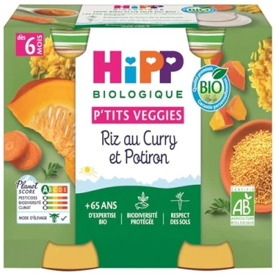 Image of HiPP P&#039;tits Veggies Rice With Curry and Pumpkin From 6 Months Organic 2 Pots