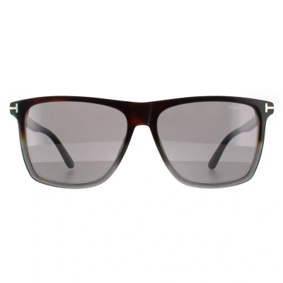 Image of Tom Ford Rectangle Mens Coloured Havana Grey Mirror One Size