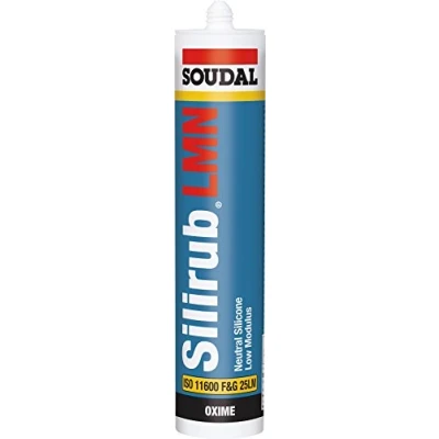 Image of Soudal Silirub 2 Professional Silicone Sealant Low Modulus Neutral 300ml (4 Pack, White)