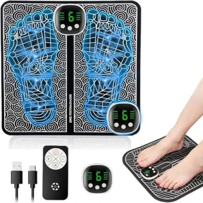 Image of Xipomatre EMS Foot Massager, LCD Display with 8 Modes 19 Intensities, Massagers for Pain Relief and Improve Circulation, Relax Your Rechargeable Feet Massager (Black)