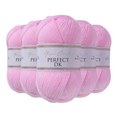 Image of Utopia Crafts DK Double Knitting Yarn, 5X 100g (Baby Pink)