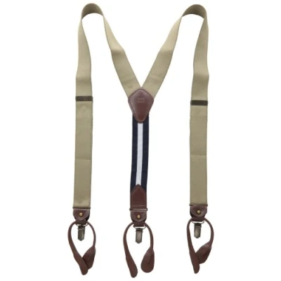 Image of Tommy Hilfiger Men&#039;s Fully Adjustable Y Back Convertible End Suspender, Khaki, One Size