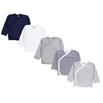 Image of TupTam Baby Unisex Side Snap Shirts Long Sleeve Pack of 5, White, 62
