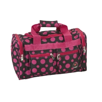 Image of Rockland Luggage 19 Inch Tote Bag, Black Pink Dot, One Size