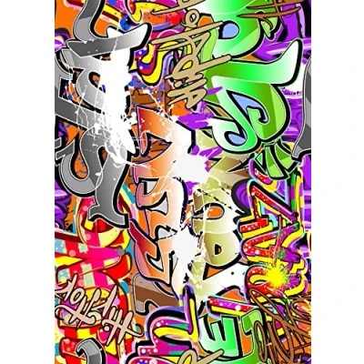 Image of 1 x A4 Printed Graffiti Street Art Wallpaper Decor Icing Sheet Edible Cake Topper Decorated Perfect for Large Cakes