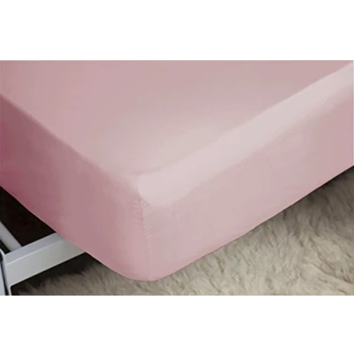 Image of Belledorm Pink Fitted Sheet, 200 Thread Count Percale, Mattress Depth 28cm (Double, Blush)