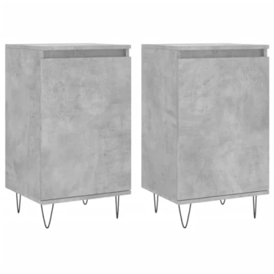 Image of vidaXL Sideboard Side Cabinet Cupboards 2 pcs Concrete Grey Engineered Wood