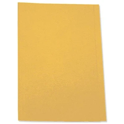 Image of 5 Star Office Square Cut Folder Recycled Pre punched 180gsm Foolscap Yellow [Pack 100]