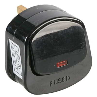 Image of Pro Elec 2138 Black 13A Switched Plug Top with Neon Light,