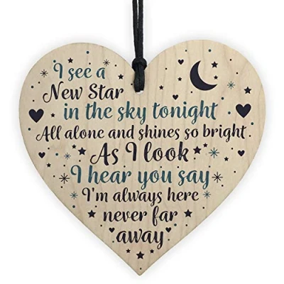 Image of RED OCEAN Mum Dad Nan Grandad Christmas Memorial Ornaments Wooden Heart Grave Plaque Gift