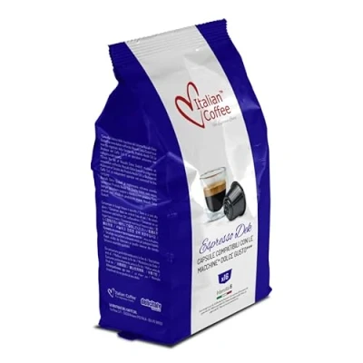 Image of Italian Coffee Capsules Compatible with Dolce Gusto Machines, Espresso pods (DEK Decaffeinated, 64 Pods)