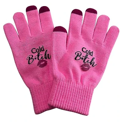 Image of Diabolical DP1309 Cold Bitch Gloves 21st Birthday Gifts for Her, Pink Gifts, Best Friend Womens Small with Touch Screen Fingers Women, Female