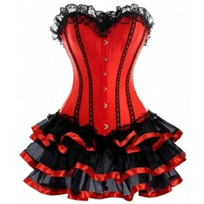 Image of KUOSE Moulin Rouge Gothic Corsage Dress Corset Lace Skirt Plus Size S 6XL