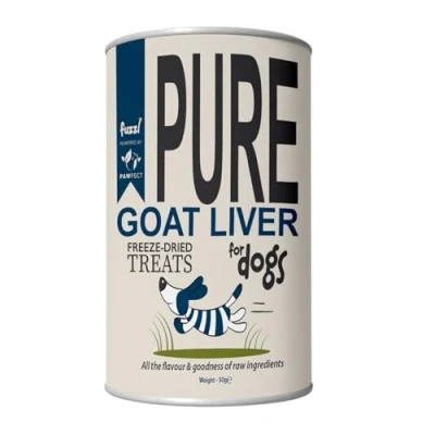 Image of Fuzzl Pure Freeze Dried 100% Goat Liver Dog Treats and Food Topper 50g. Natural Wholesome Hypoallergenic Nutritious Food. Puppy Snacks