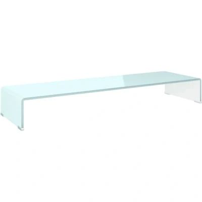 Image of vidaXL TV Stand/Monitor Riser in Sleek Green Glass Modern and Streamlined Design Tempered for Strength Safety Easy To Clean Space Efficient Multimedia Storage 100x30x13 cm