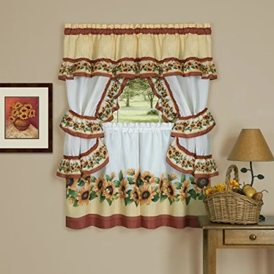 Image of Achim Home Furnishings Black Eyed Susan Cottage Set 57x36 Spice