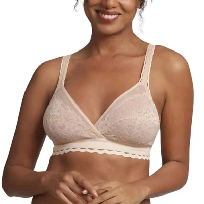 Image of Playtex Bra Woman Classic Lace Support Recycled Soft Cup x1, Black, 36DD