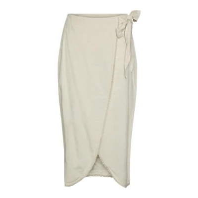 Image of PIECES Women&#039;s Pckalou Hw Wrap Skirt, Birch, M