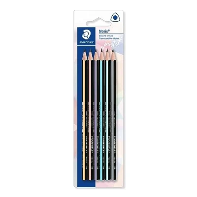 Image of STAEDTLER 118 BK6 PA Noris Triangular Graphite Pastel Pencils HB (Blistercard of 6 Pencils)